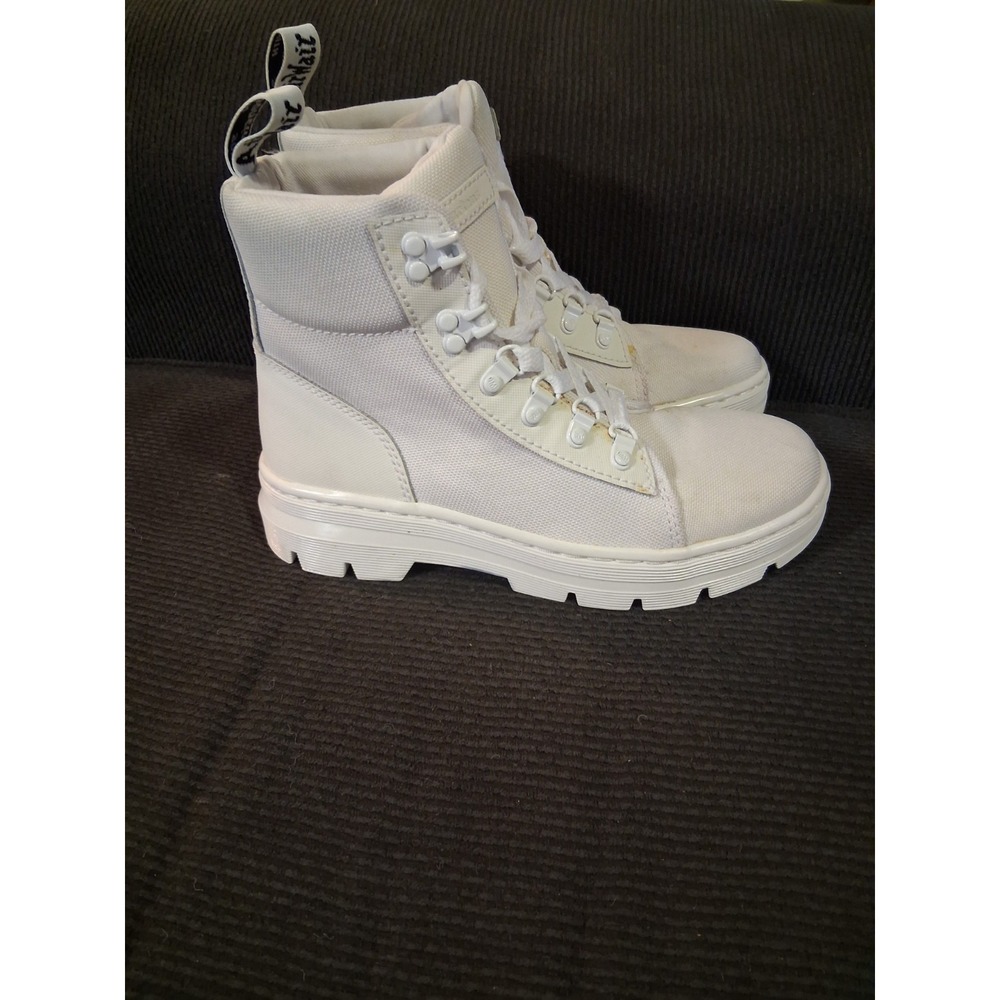 Dr. Martens Combs W Combat Boots Womens Sz 7 US All White Air Wair - Picture 3 of 8
